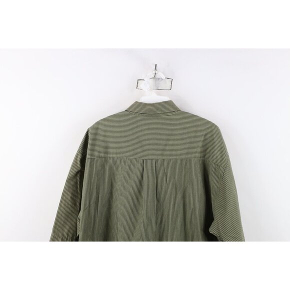 Vtg 90s Streetwear Mens L Pinstriped Baggy Fit Short Sleeve Button Down Shirt - Picture 10 of 11